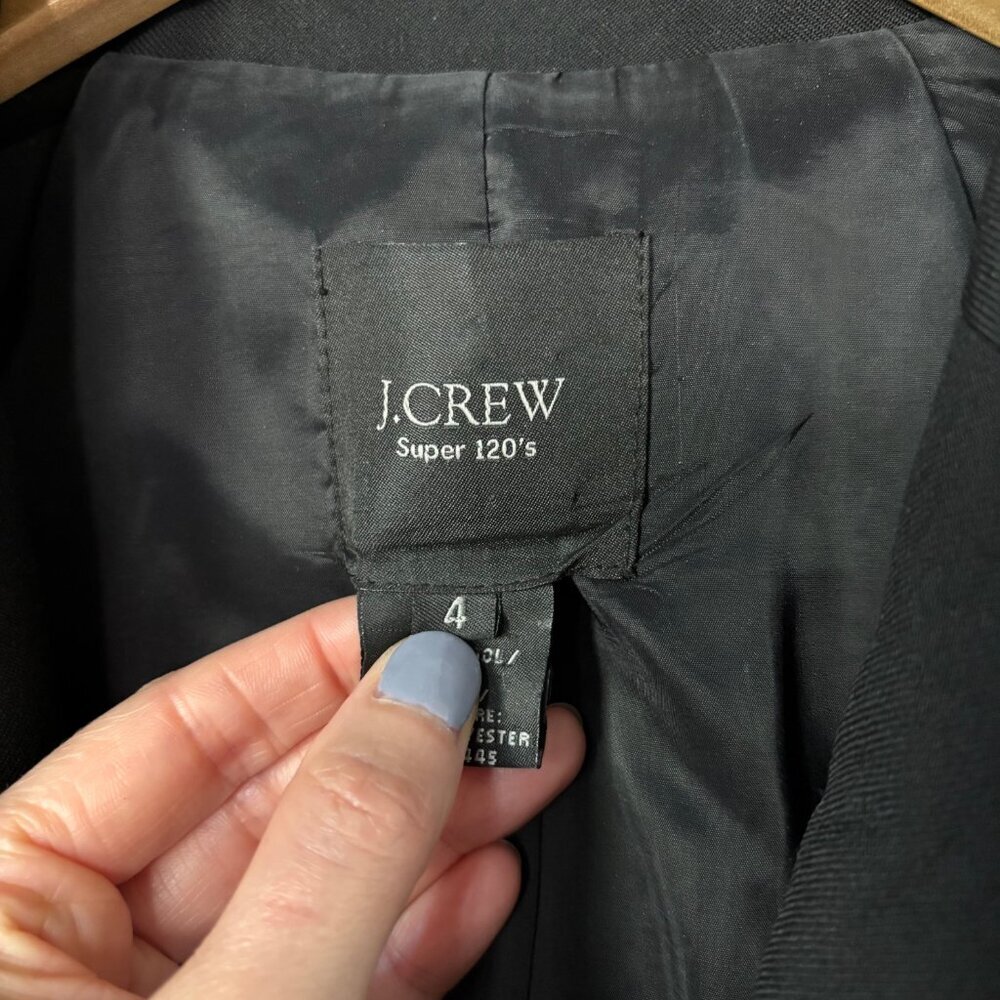 J.Crew Super 120s 100% Wool Blazer Jacket in Black Womens Size 4 Office Normcore - Picture 4 of 11